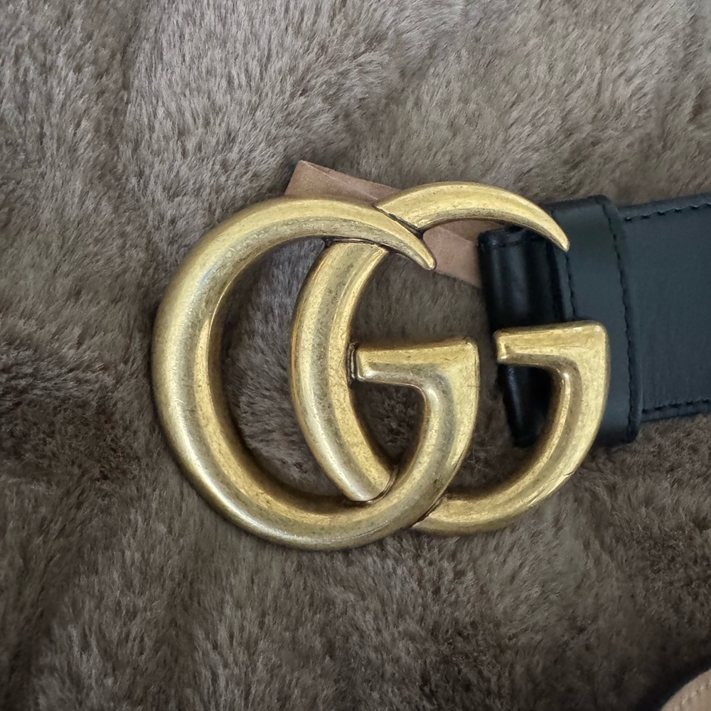 Authentic Gucci GG Marmont Green, Red WEB Leather Black Belt 105cm, Fits 36-38 W - Picture 3 of 6